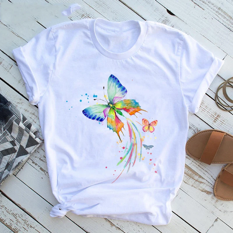 

Summer Clothes Cute Clothes Harajuku Butterfly Tree Print T Shirt Ladies Casual O Neck Tops Short Sleeves Free Shipping