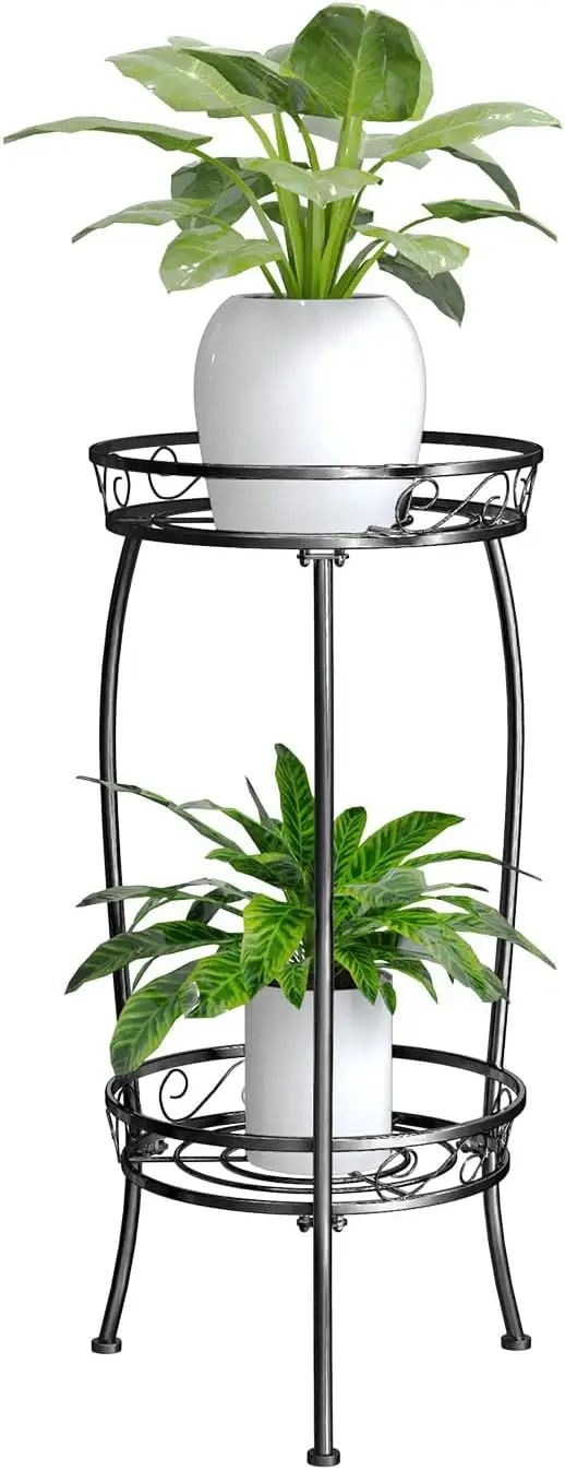 

2-Tier Metal Plant Stand, Heavy Duty 27" Tall for Indoor/Outdoor Use