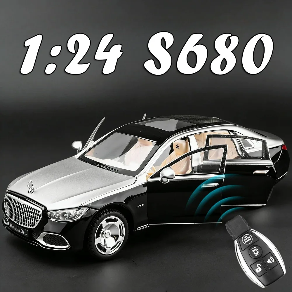 

Масштабная модель автомобиля 1:24 S680 VS680 из литого сплава, со звуком, светом, амортизацией, автоматическими дверями, миниатюрный транспорт, изысканный модный подарок