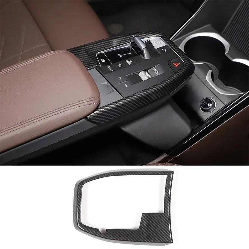 For BMW X1 IX1 U10 U11 2023-2024 Car Central Control Gear Panel Decorative Frame Sticker ABS Carbon Fiber Interior Accessories