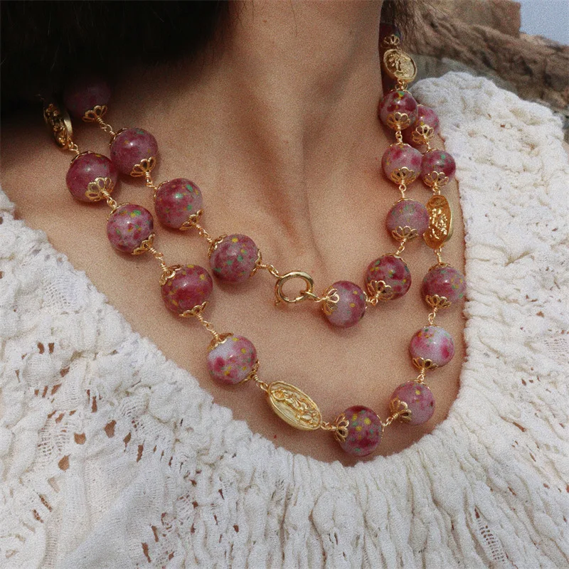 

Vintage Long Chain Natural Beads Pendant Women Jewelry Runway Party T Show Fancy Trendy Boho INS Japan Korea