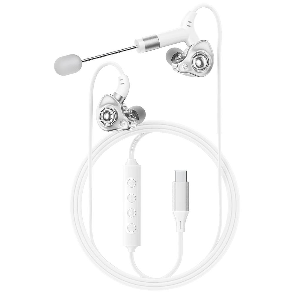 Słuchawki karaoke Essager Type-C z wbudowaną kartą dźwiękową HiFi Stereo, przewodowe słuchawki douszne z mikrofonem do śpiewania/transmisji na żywo/gier — zdjęcie produktu 7
