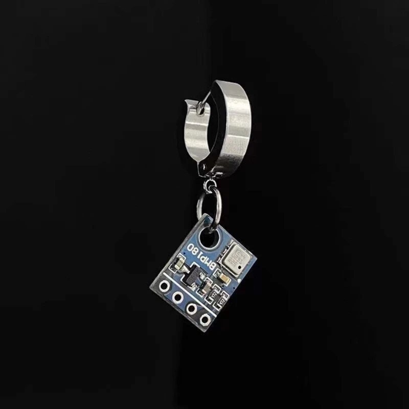 Cyberpunk Colorful Circuit Board Earrings Stainless Steel Hoop Earrings For Men Women Unique Earrings Party Jewelry