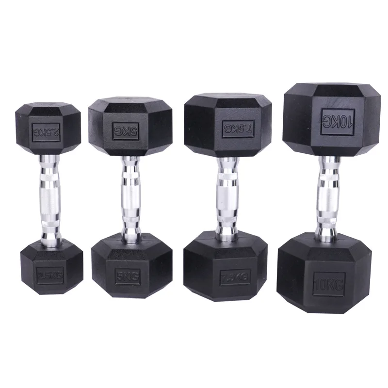 2.5kg High Quality Rubber Hexagon Dumbbell Set with Cast Iron Core-Free Weight for Bodybuilding and Dumbbell Rack U