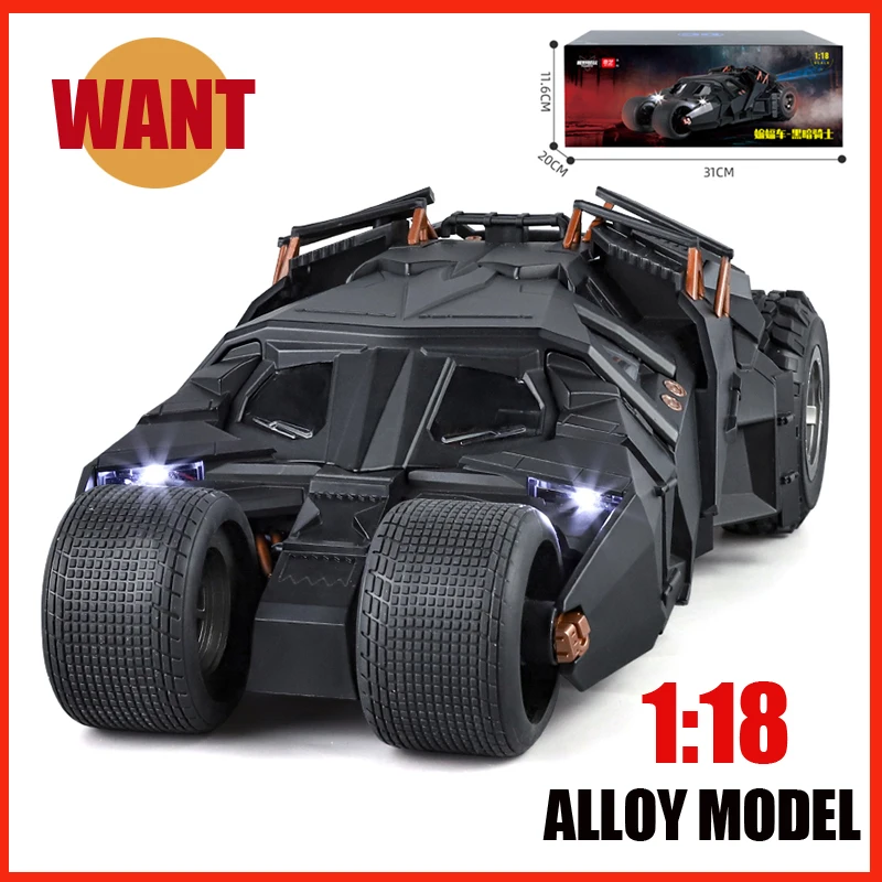 1:18 Scale Batman Batmobile Tumbler Alloy High Tech Toys Exquisite Model Diecast Metal Spray Sound Light Hobby Collect Decoratio