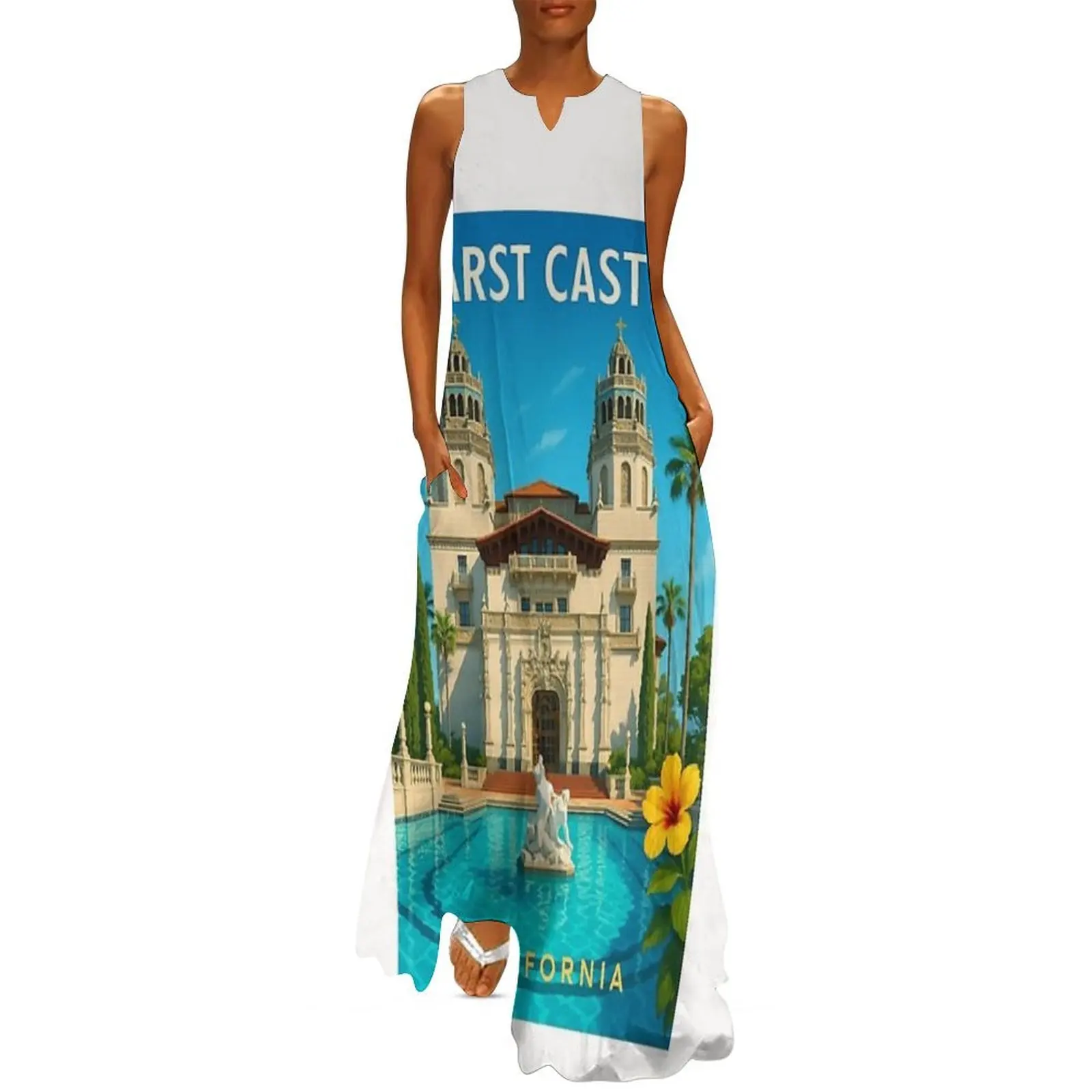

Hearst Castle Towers and Neptune Pool, San Simeon California Long Dress Summer women's clothing dresses for women