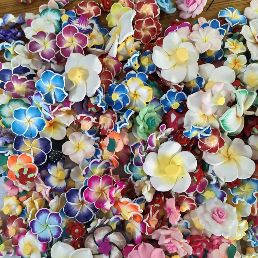 50pcs/lot polymer clay flowers mixed for decoration materials supplies