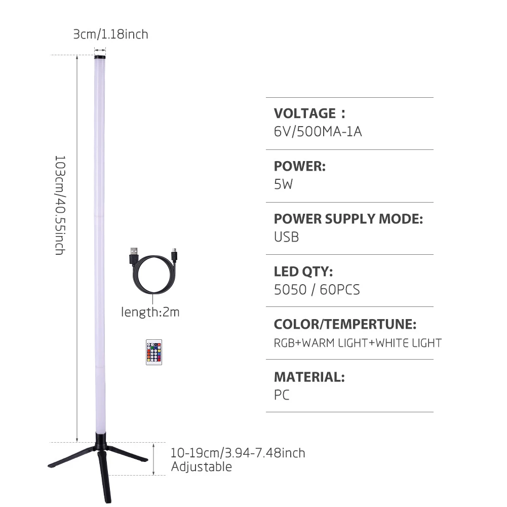 RGB Corner Floor Lamp LED Corner Lamp APP and Remote Control Modern Standing Lamp USB Charging for Living Room Bedroom