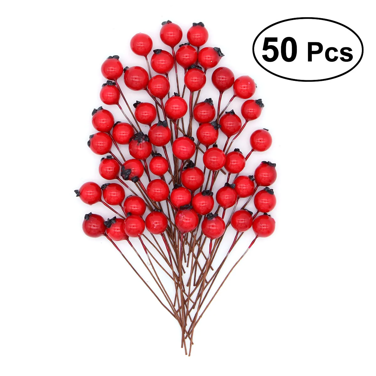 

50Pcs Realistic Fake Cherries with Stem Bright Artificial Berries for Store Display Festive Decor Craft DIY