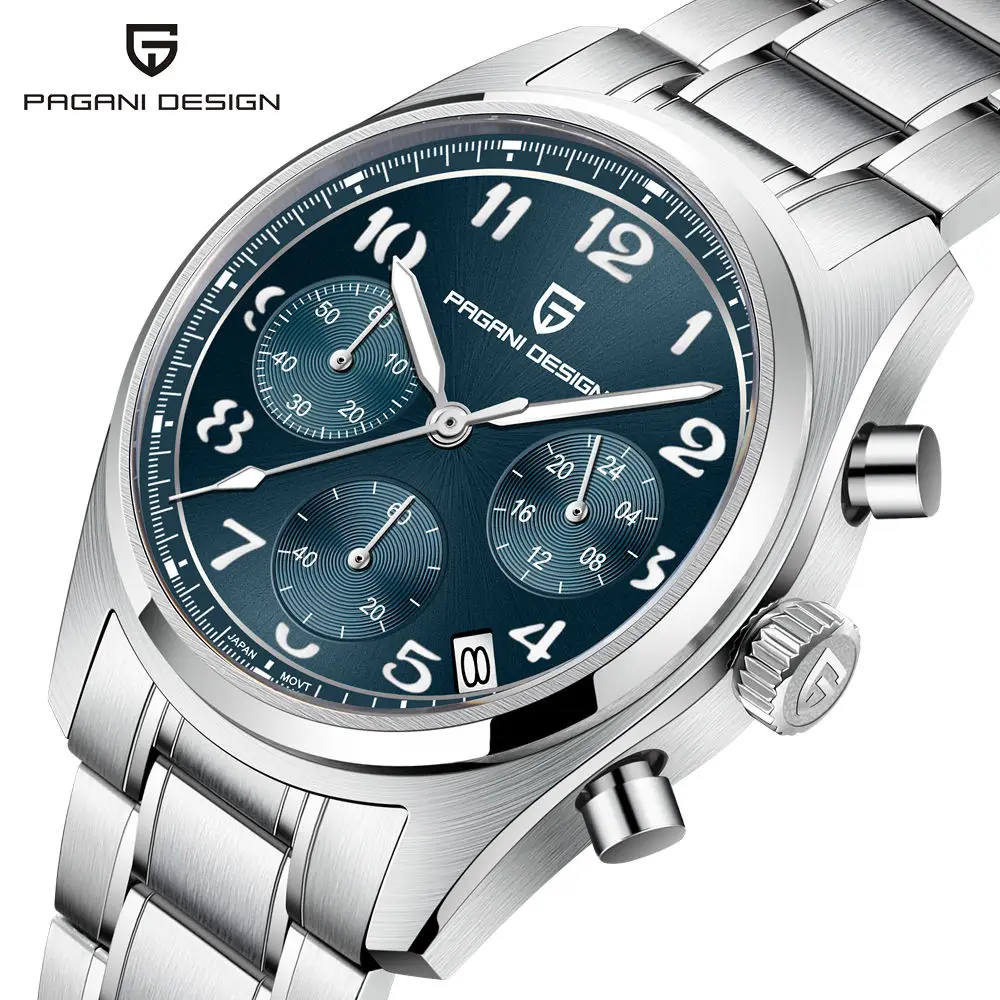 Pagani Design 2024 New VK63 38MM Men\'s Quartz Timepiece Luxury Sapphire Crystal Luminescent Stainless Steel 316L Waterproof 10Ba