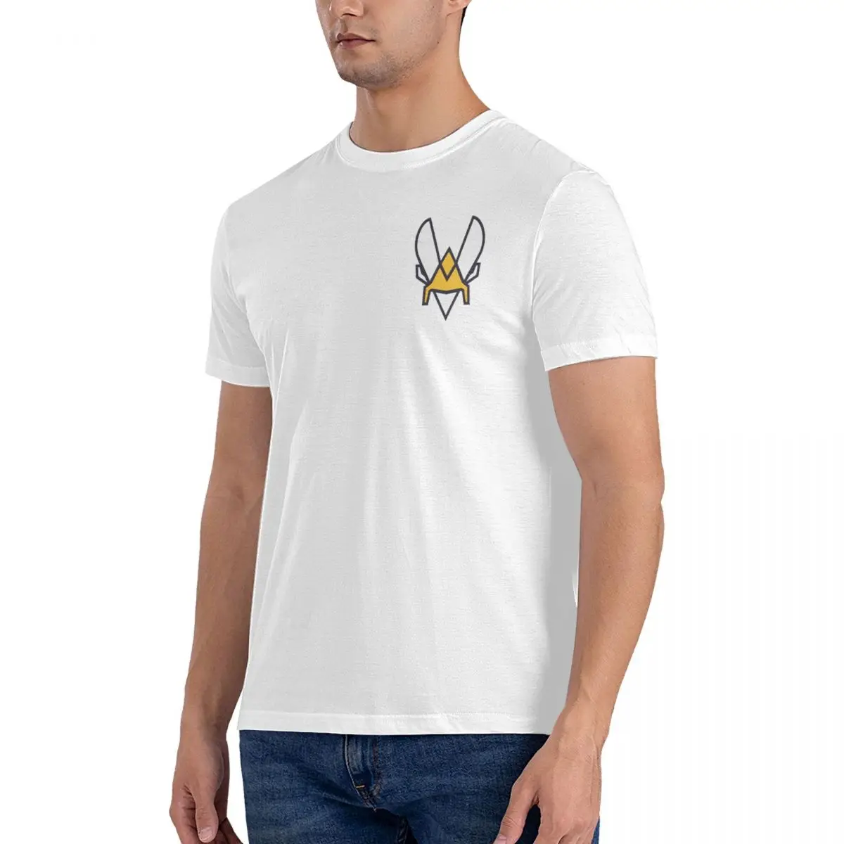 Men's Team Vitality 2023 Esports T Shirts Counter-Strike 2 Cotton Tops Vintage Short Sleeve Round Collar Tees Unique T-Shirts