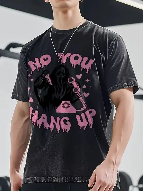 

Y2k Pink Skull Letter Printed T-Shirt Pure Cotton Round Neck Shoulder High Gram Weight Retro Old New Short Sleeve