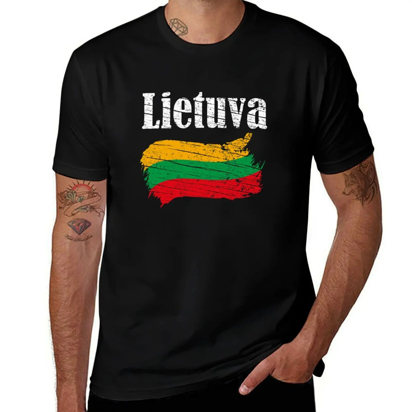 

Lietuva Lithuanian Flag Vintage Graphic - Lithuania Lovers Tourists Souvenir Cool National Gift T-Shirt
