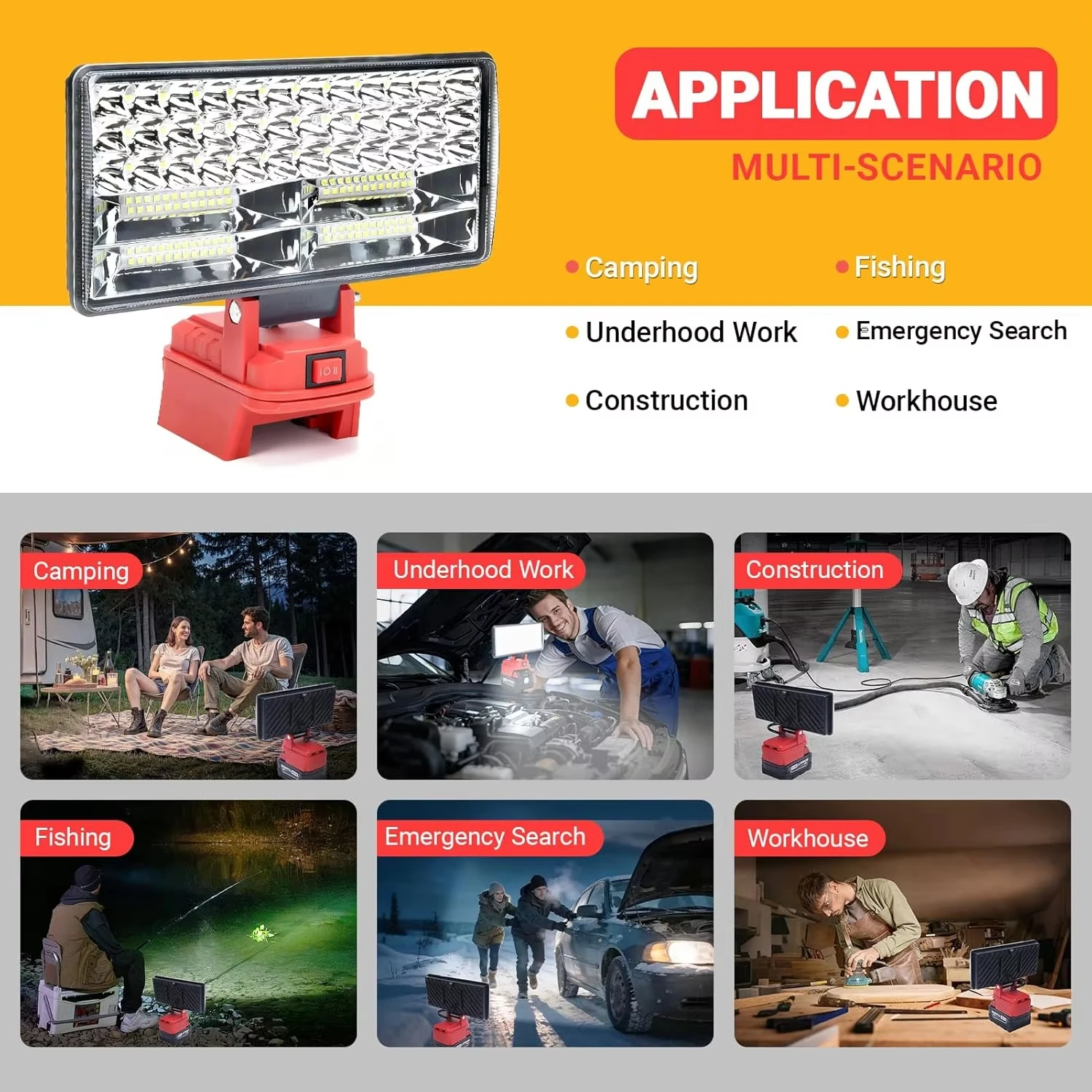 LED-Licht für Milwaukee 18 V Li-Ionen-Akku, LED-Arbeitslicht, 8 Zoll, Werkzeuglicht, tragbare Notfall-Flutlampe, Campinglampe – Detail 3