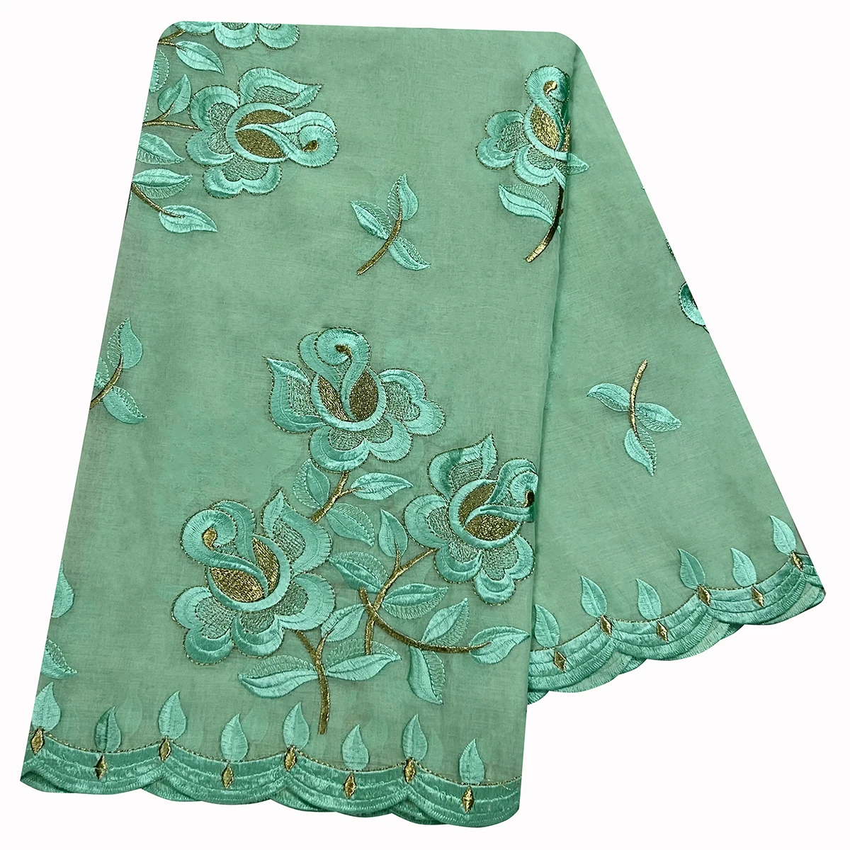 African Women Hijab Muslim Scarf Dubai Excellent Style High Quality 100% Cotton Fabric Rayon Cotton Thread Eembroidered Scarf
