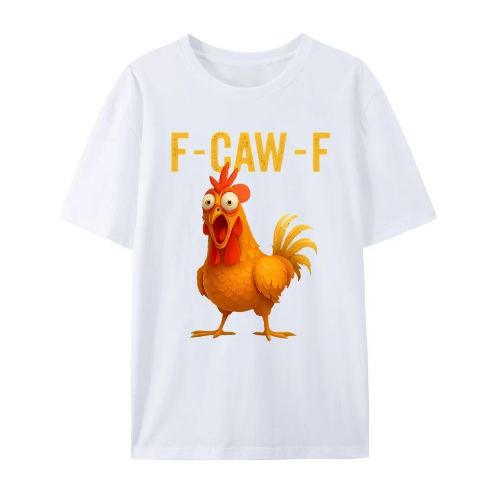 مضحك F-Caw-F قميص الدجاج، FCAWF الدجاج الرجال والنساء الفكاهة قميص الشارع أزياء عارضة الوجه جولة الرقبة قمم عالية الجودة