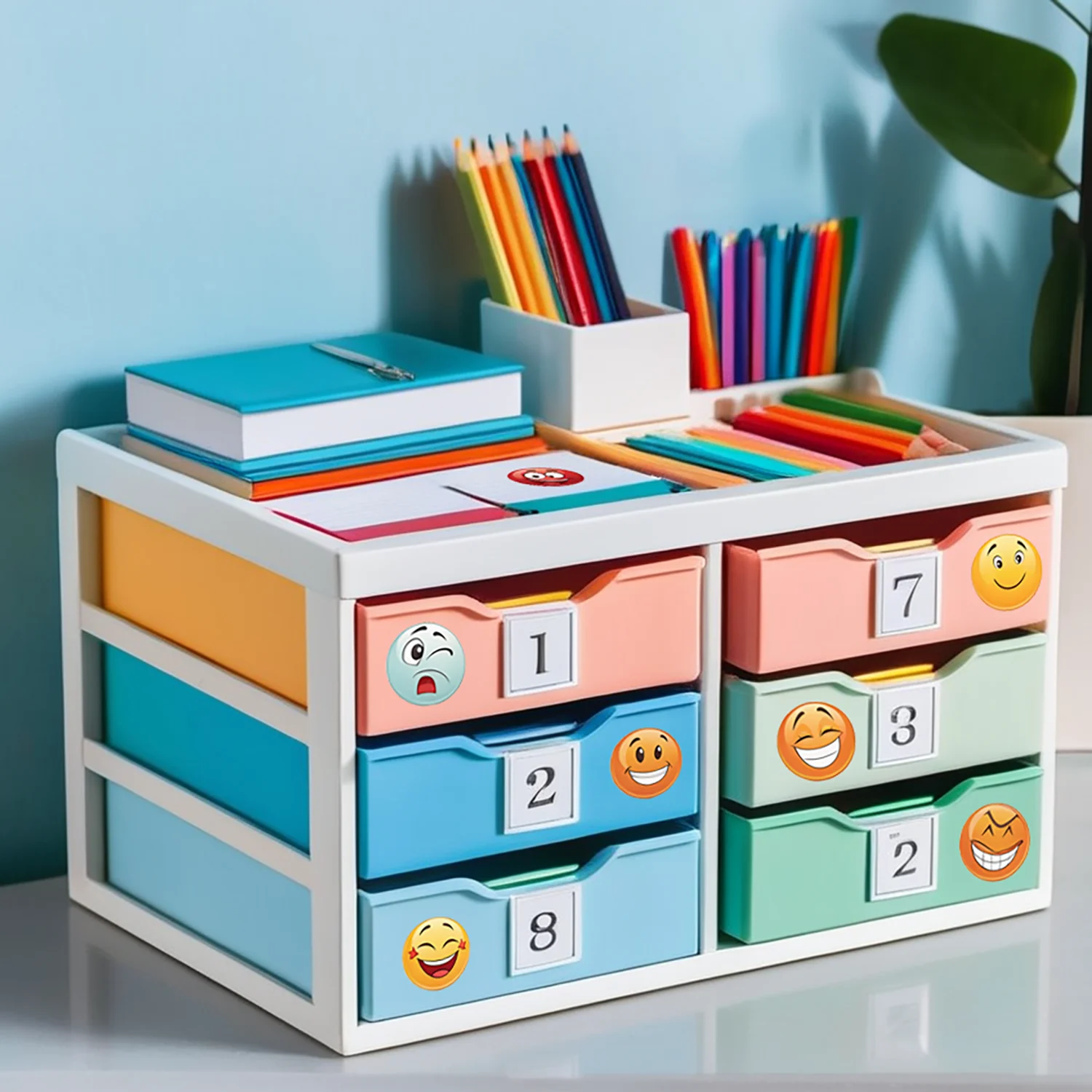 500 قطعة/لفة لطيف مضحك الوجه لصق ملصق 2.5 سنتيمتر/1.0 ''16 تصاميم الشارات Diy بها بنفسك تزين الهدايا مناسبة لتغليف الهدايا المختلفة #5