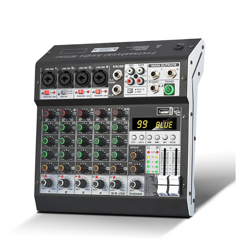 

B48A Audio Mixer NA4 99 DSP Effects Audio Mixer Multi-Channel Bluetooth 48V Phantom Power USB Live Broadcast Mixer DJ Audio Equi
