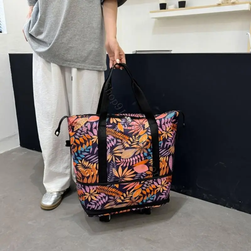 

Water Resistant Rolling Travel Bags Expandable Double Layer Gym Luggage Bag 066F