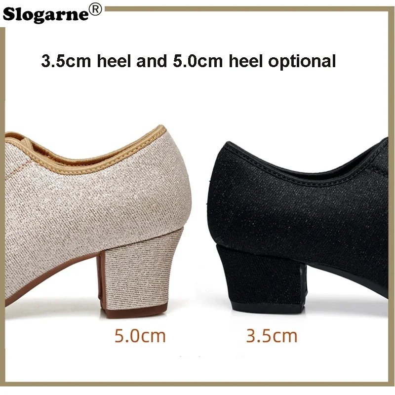 Vrouwen Bling Show Voetkleding Meisjes Zachte Zool Latin Schoenen Dames Moderne Jazz Tango Ballroom Dansschoenen Gouden Danspompen