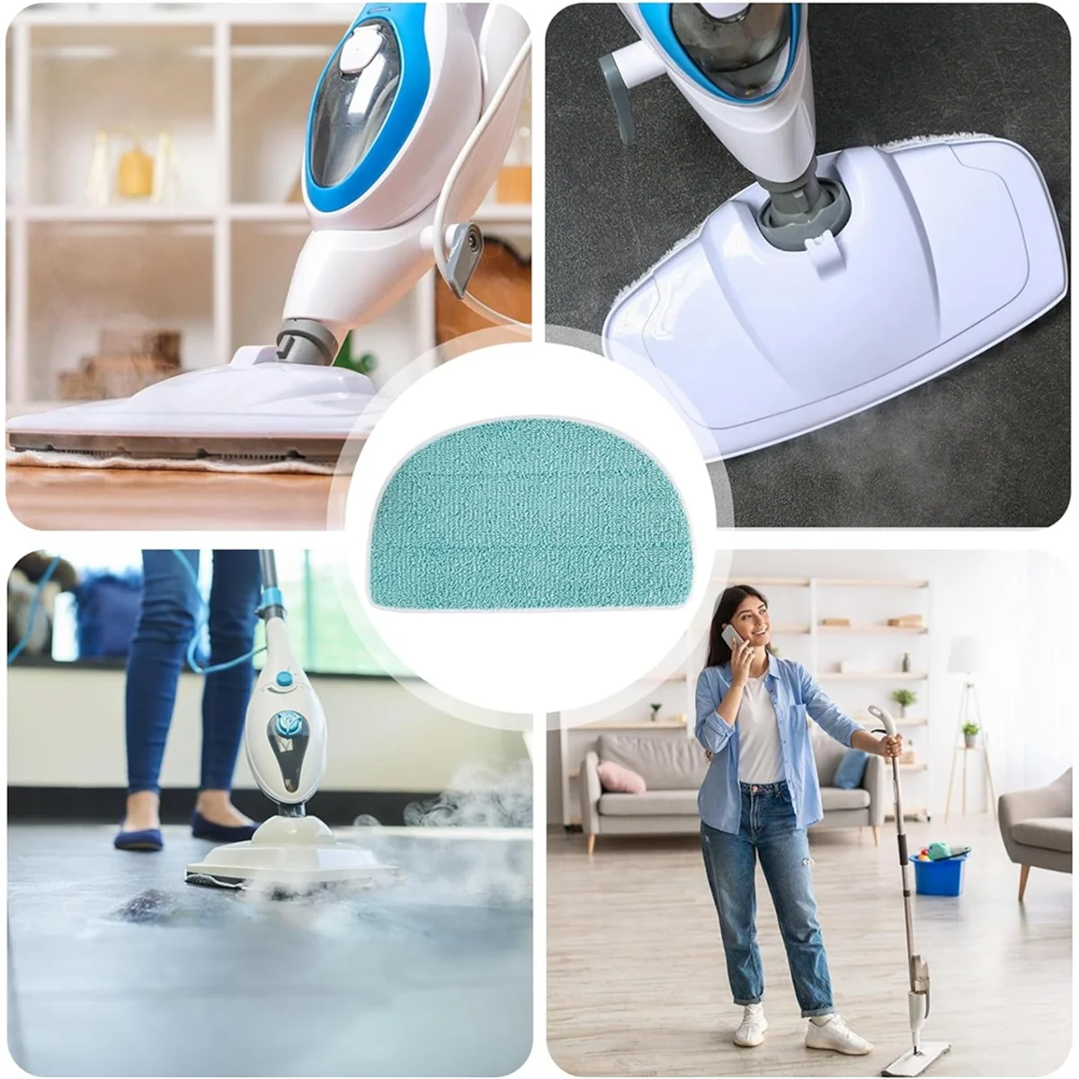 

BISM1 6 Pack Mop Pads for Leifheit Clean Tenso Power 2.0 Steam Cleaner,Microfiber Steam Mop Replacement, Steam Broom Mop Cover
