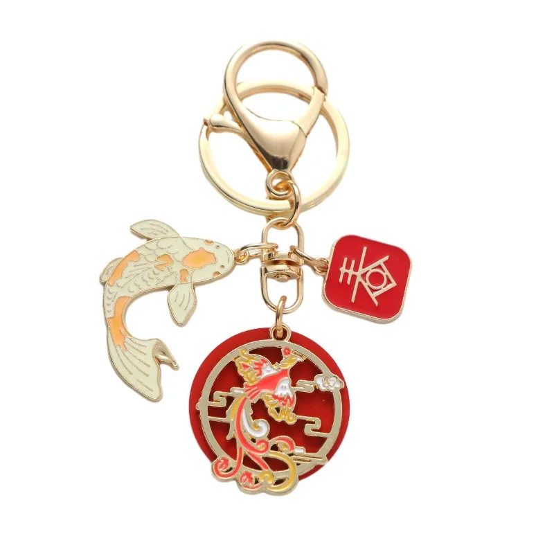 Ethnischer Stil Drache und Phönix Koi Schlüsselanhänger für Frauen Mode Tropfen Glasur Glücksschlüssel Chian Tasche Autoschlüssel Anhänger Schmuck Geschenk – Detail 8