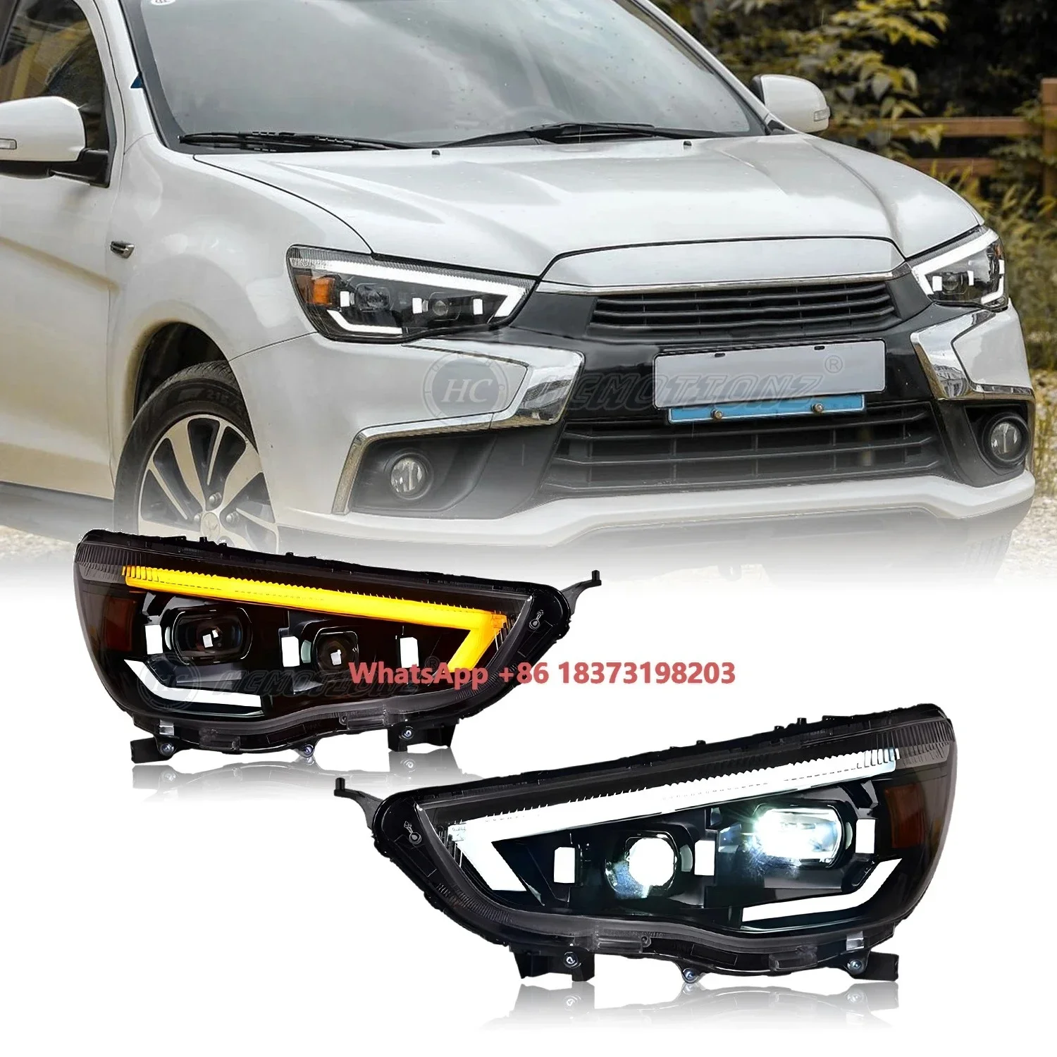 HCMOTIONZ Car Front Lamps Assembly SPORT ASX RVR 2011-2019 Lighting System LED Head Lights for OUTLANDER