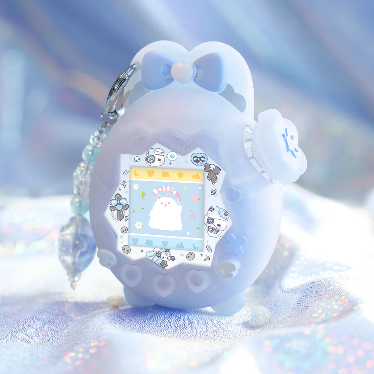 Cute Rabbit Design Silicone Cover for Tamagotchi Paradise Polarized Color Protective Case with Sticker Pendant Accessories Set