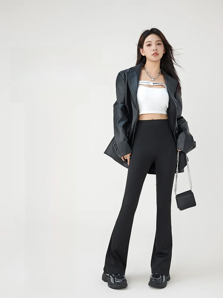 Pantaloni da yoga a vita alta da donna Primavera Autunno Campana Bot Pilates Pantaloni in pelle arca Pantaloni lunghi da donna taglie forti Abbigliamento casual