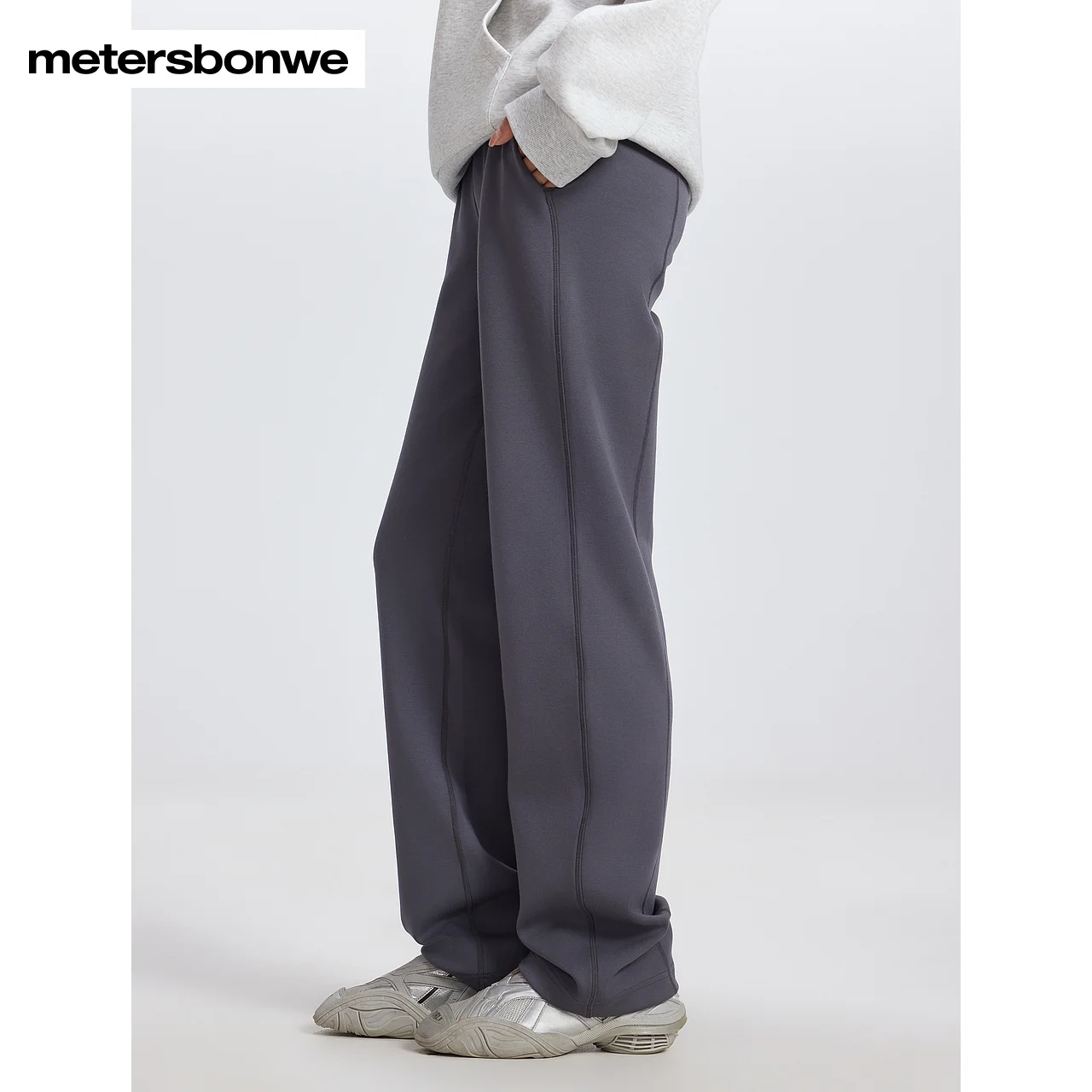 Metersbonwe Women\'s Fitted Straight Leg Knitted Pants Elastic Waistband And Adjustable Pork Nose Trousers Simple High-End  Fall