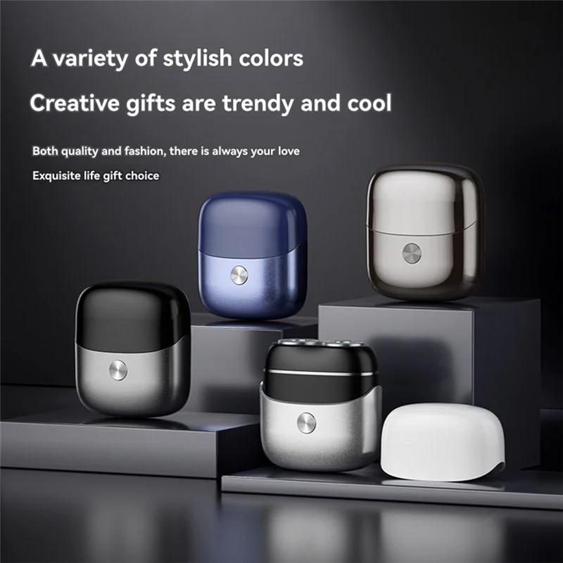 【استيقاظ】ماكينة حلاقة كهربائية لشفرات اللحية ماكينة حلاقة مغناطيسية صغيرة محمولة بحجم الجيب للرجال باللون الرمادي الداكن