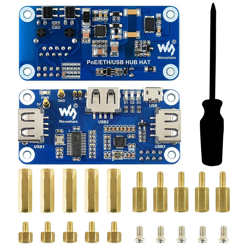 Raspberry Pi Zero WH PoE Module - 10/100M Ethernet & 3-Port USB 2.0 Hub