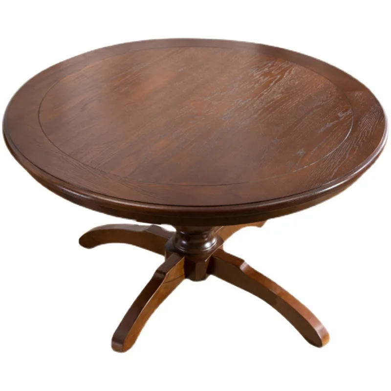 

American solid wood combination small apartment round table dining room