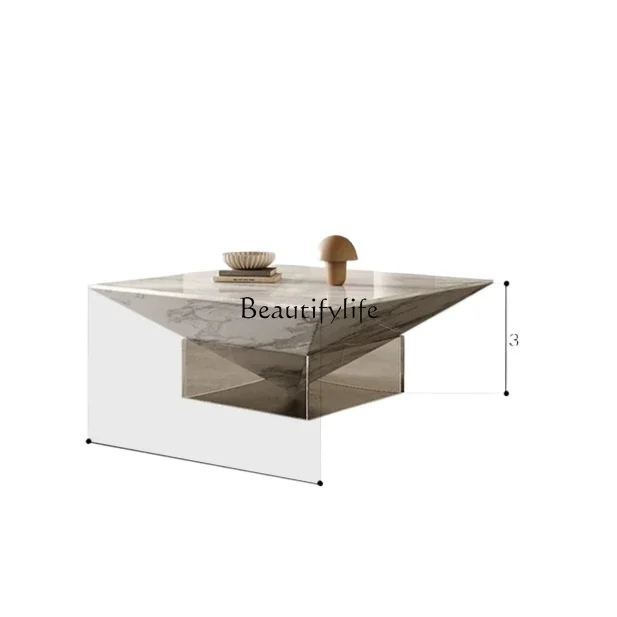 

Italian minimalist marble pattern Louvre coffee table designer special-shaped Nordic acrylic art creative coffee table