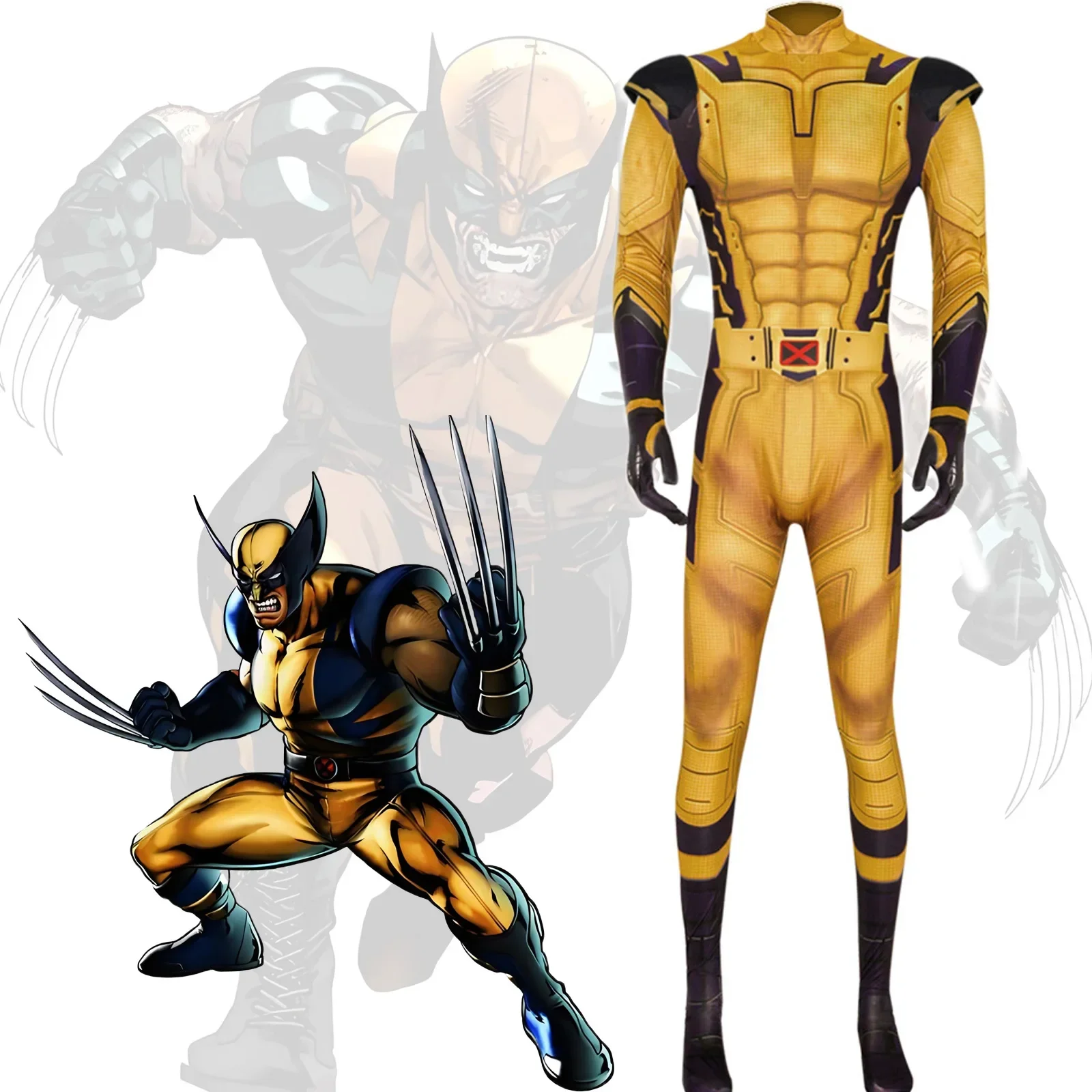 

Wolverine Superhero James Cosplay Costume Outifits & Wolf Claw for Men Cool Performance Full Set for Halloween Cosplay Part