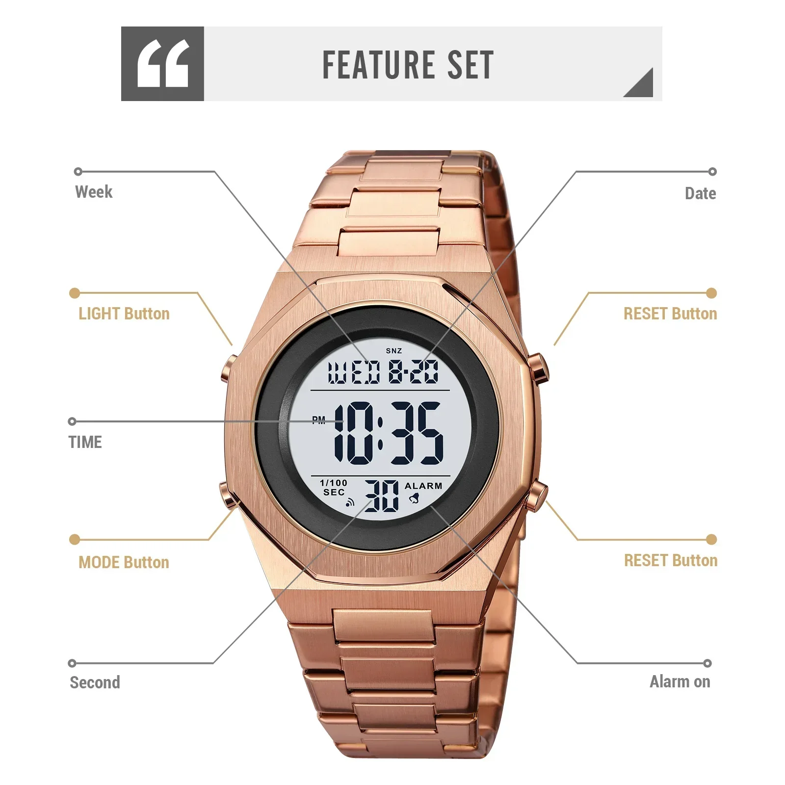 SKMEI-relojes digitales de Cuenta Regresiva para hombre, pulsera electrónica impermeable, cronómetro, fecha, Despertador con pantalla de luz