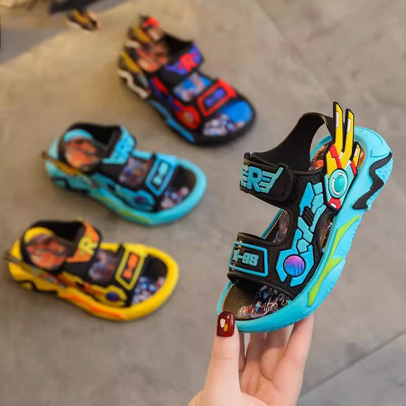 

2025 New Boys' Sandals – Summer Soft-Sole Anti-Slip Sports Shoes for Big Kids Mecha Style Children's Beach Sandals for Boys