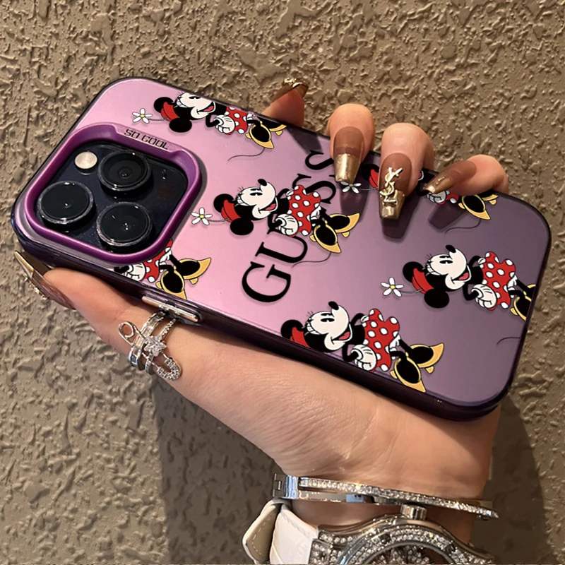 Disney Mickey Couple Phone Case for iPhone 17 16 15 14 13 12 11 Pro Max Plus 17 Air 16E X XR XS Max Hard Shockproof Bumper Cover - náhled 5