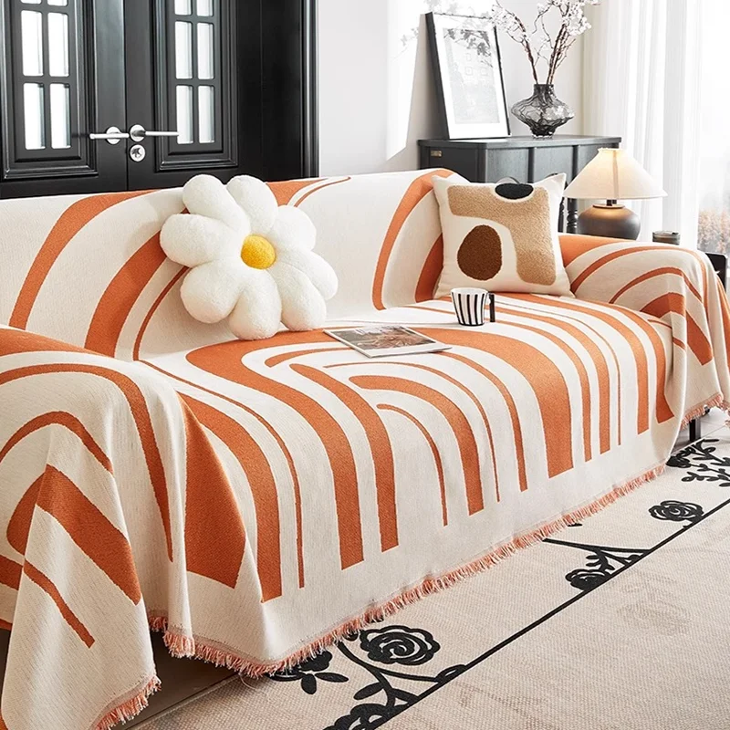 Abstract Chenille Thickened Sofa Cover Modern Full Cover Sofa Towel for Four Seasons Double Face Usable Dustproof Home Textile