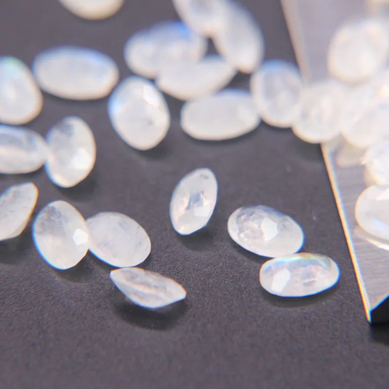 Natural Sri Lanka Blue Fire Moonstones Oval Shape Faceted Stones Polished Loose Gemstones Multiple Sizes For Jewelry Making