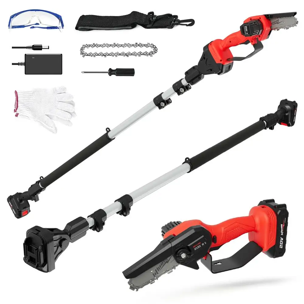 Cordless Pole Saw Mini Chainsaw 20V 2.0Ah Battery Powered Tree Trimming Extendable Rod Ergonomic Design Ang High Quality