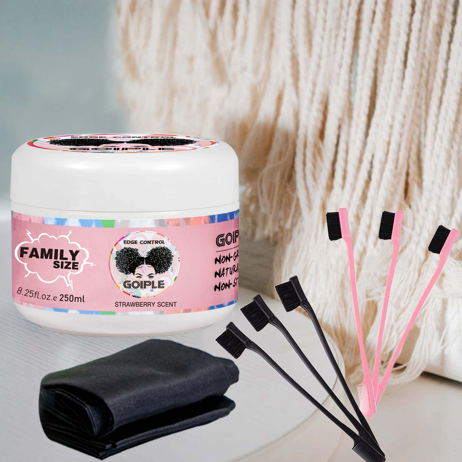 GOIPLE Natural Edge Control Wax Baby 4C Broken Hair Finishing Styling Gel for Lace Wig Black Extra Hold Wax Slick Hair Cream
