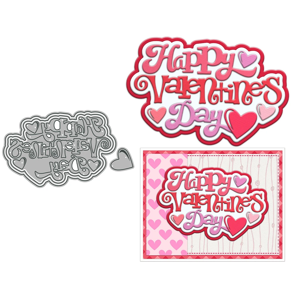 MangoCraft Happy Valentine's Day Cutting Dies Love Hearts DIY Scrapbooking Supplies Metal Dies Knife Mold For Cards Albums Decor