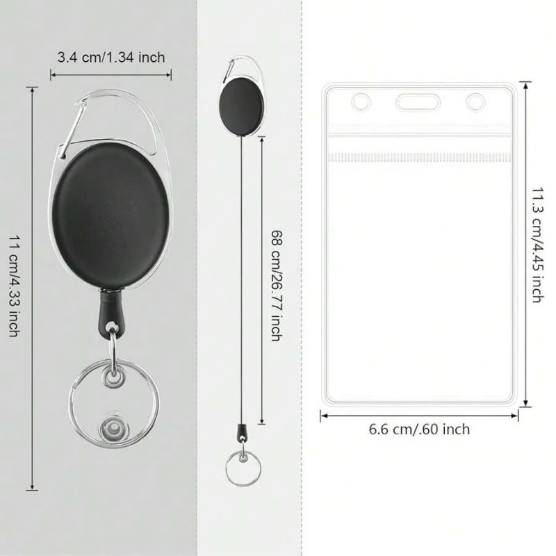 2 Pack Of Vertical ID Badge Holder With Adjustable Retractable Lanyard | Retractable Badge Holders, Heavy Duty Badge Reel