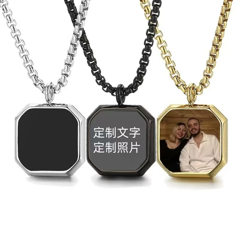 Qitian Custom Photo Heat Activated Necklace Thermal Imaging Magic Cubes Stainless Steel Temperature Change For Valentines Gifts