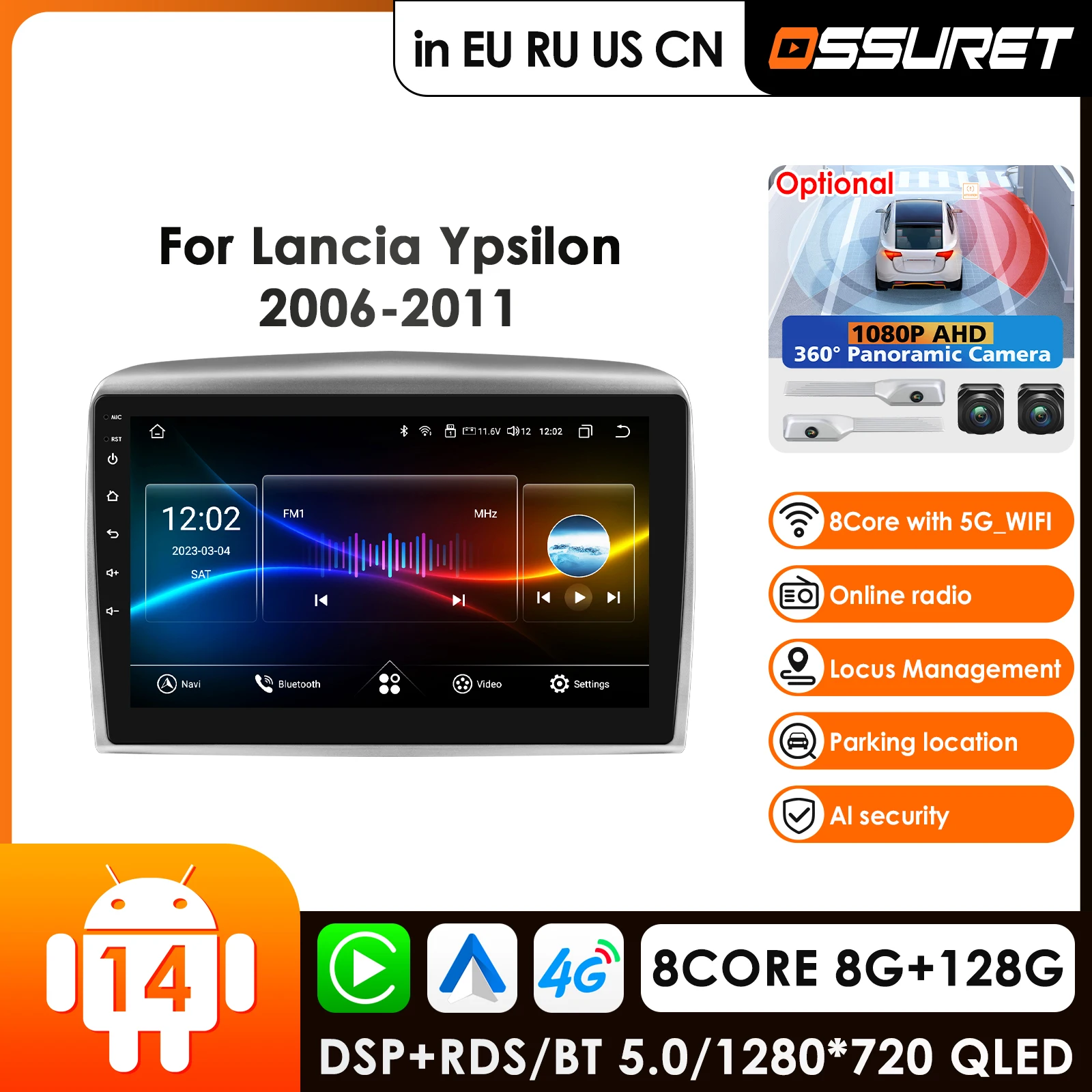 

Carplay Android Auto 2Din Car Radio GPS for Lancia Ypsilon 2006 - 2011 Multimedia Video Player Navigation 9inch Autoradio DSP AI