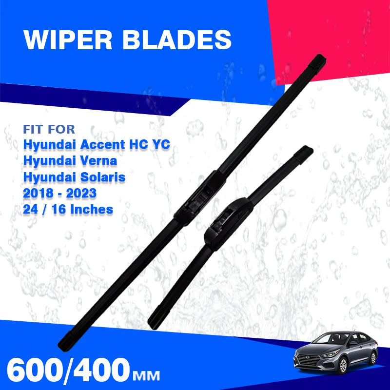 Front Wiper Blades For Hyundai Accent MK5 HC YC 2018 - 2023 Verna Solaris Windshield Windscreen Accessories 2019 2020 2021 2022