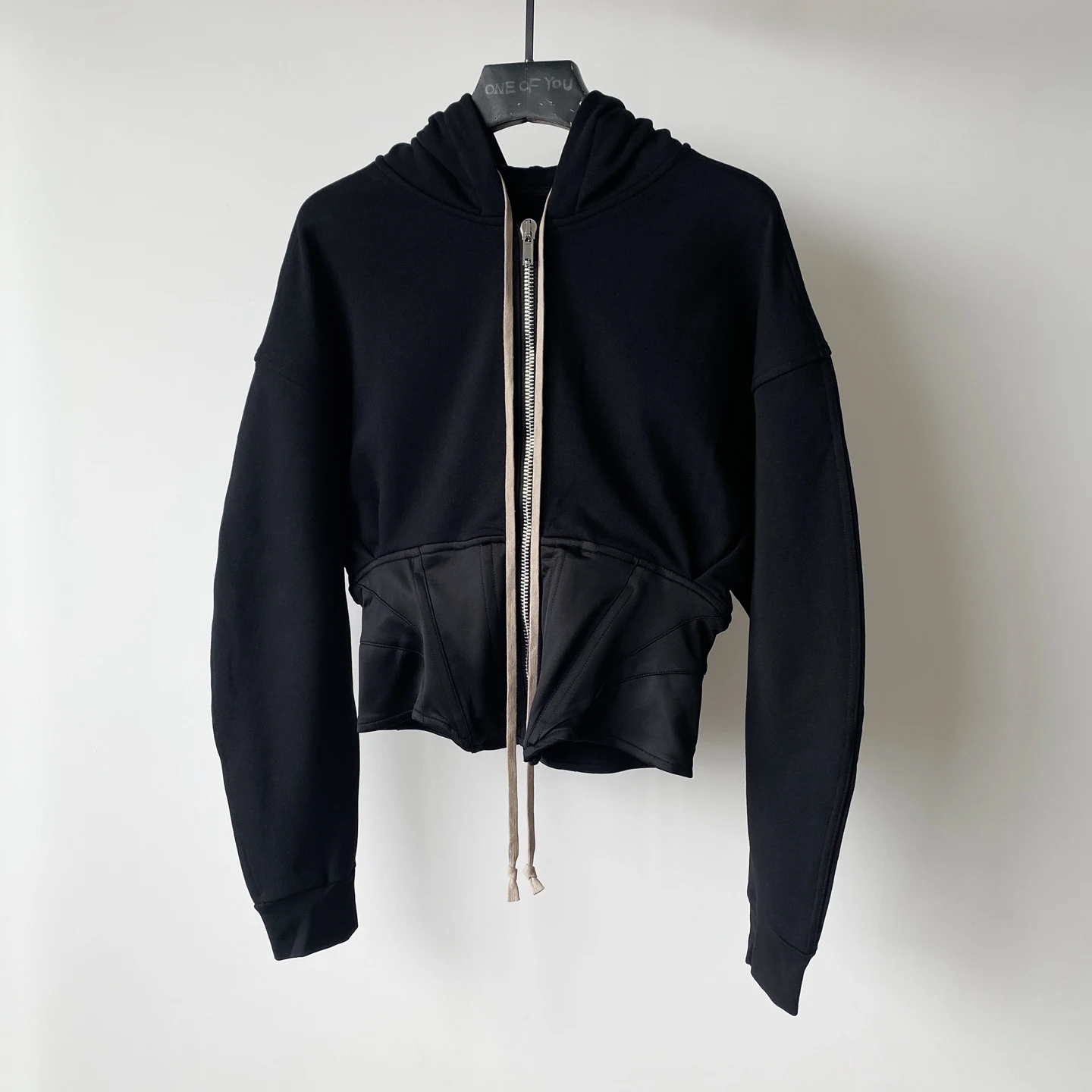 

ONEOFYOU k Waist Design Zipper Hoodie Women's RO Sle ort Open Cardigan Jaet Loose Fit Long Sve Color