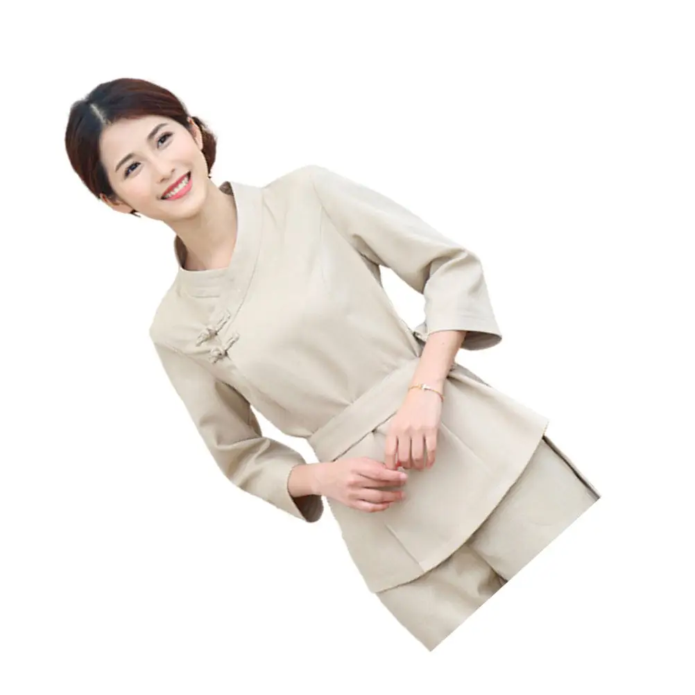 

1Set Workwear Beauty Technician Overalls Spa Clothes Hair Dyeing Clothes Waist Strap Adjustable Neat Neckline Foldable