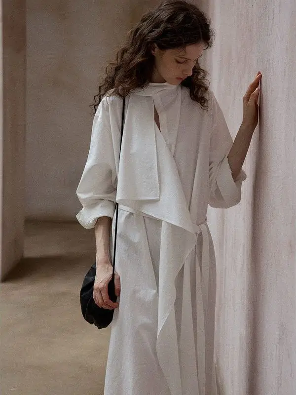 Original Hello September Autumn New  Sa Windbreaker Dr M922 Commute Sle Adjustable Waist Long Sve Dr